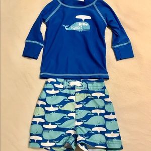 3-6 Month Boys Swim Trunks w/Long Sv Swim Shirt